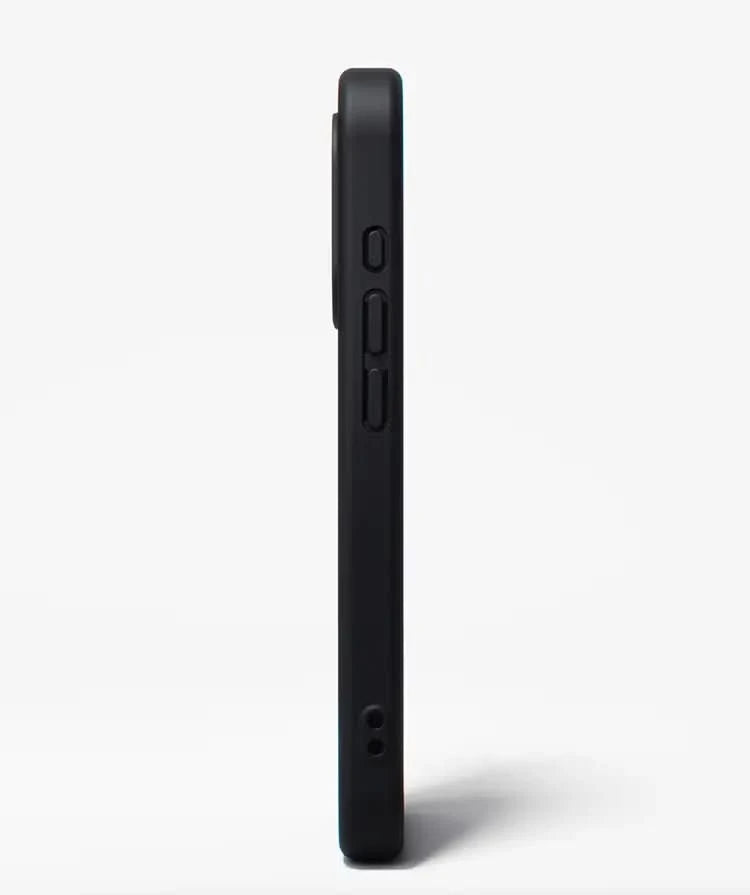 Black iPhone 16 Case Ultimate by Dropguys with side buttons and camera cutouts.