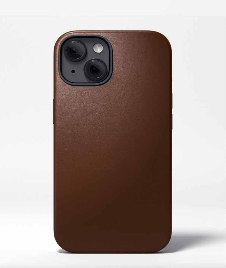Brown leather iPhone 14 case